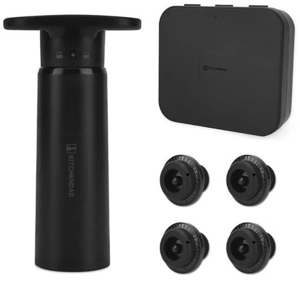 KITCHENDAO Wine Saver Pump Set – 4 Vacuum Stoppers + Storage Case